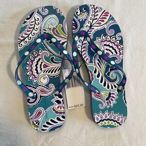 Vera Bradley Flip Flops Waikiki Paisley Size Medium 7/8 New With Tags